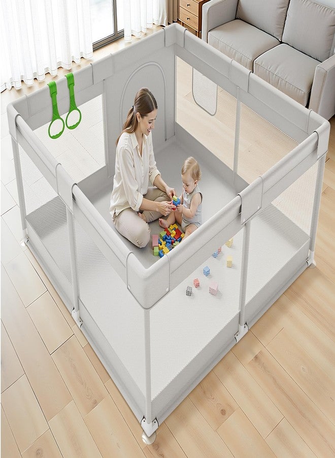 Fodoss Baby Playpen 50x50 in - Playpen for Babies & Toddlers, Breathable Mesh Play Yard for Indoor & Outdoor, Sturdy Safety Play Area with Pull-Up Rings - Image 1