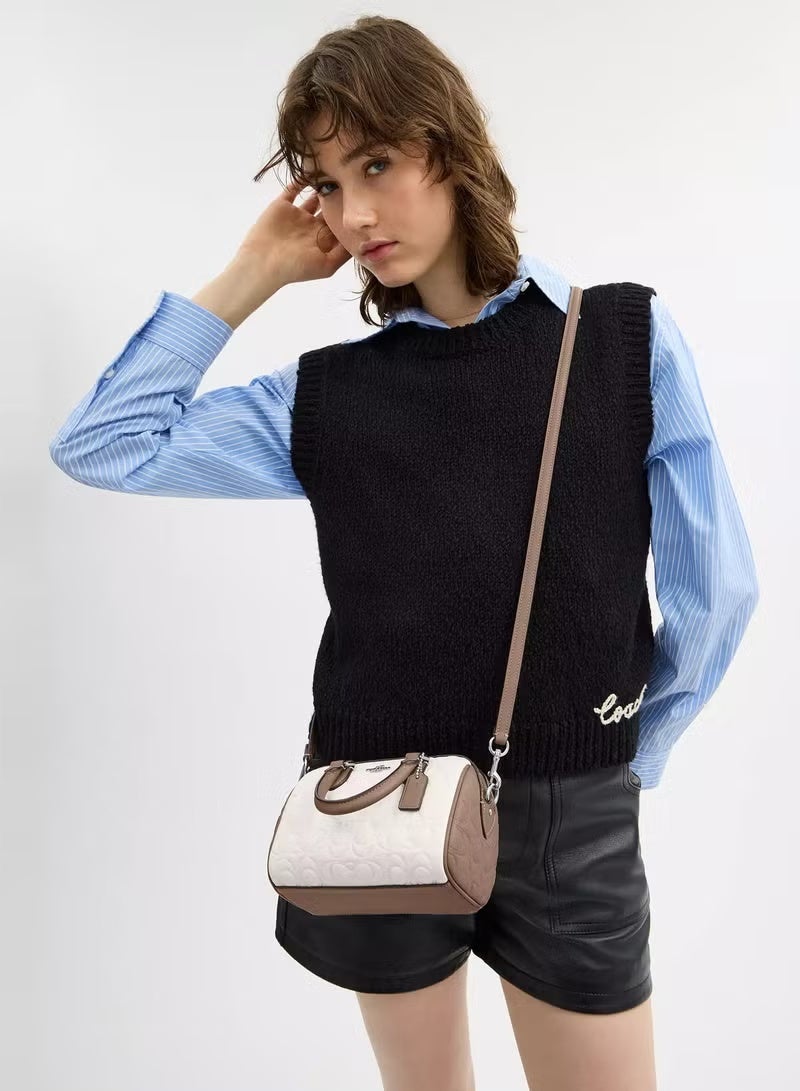 coachoutlet Coach Mini Rowan Crossbody Bag In Signature Canvas, Women's Tote Bag, Women's Shoulder Bag, Women's Hand Bag, Women's Travel Bag, Brown-White-19cm - Image 2