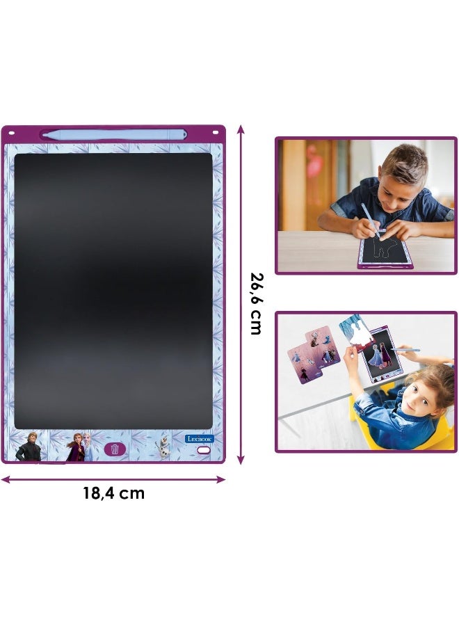 Lexibook Disney Frozen Magic Slate Drawing Board – Reusable A4 Writing Tablet with Multicolor Drawing, Elsa & Anna Theme Art & Craft Toy for Kids, Erasable Doodle Board for Girls & Boys, Purple/Blue - Image 2