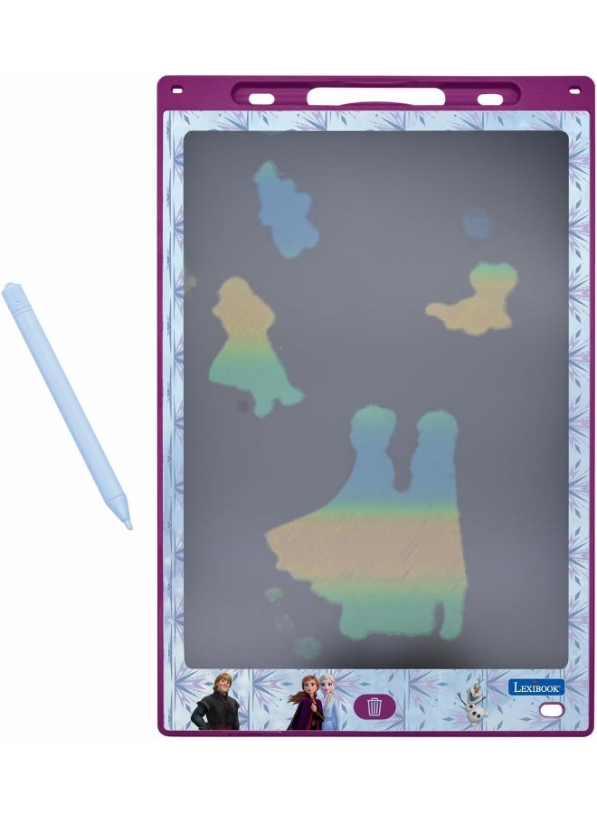 Lexibook Disney Frozen Magic Slate Drawing Board – Reusable A4 Writing Tablet with Multicolor Drawing, Elsa & Anna Theme Art & Craft Toy for Kids, Erasable Doodle Board for Girls & Boys, Purple/Blue - Image 4