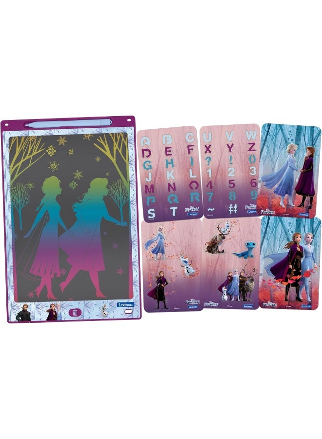Lexibook Disney Frozen Magic Slate Drawing Board – Reusable A4 Writing Tablet with Multicolor Drawing, Elsa & Anna Theme Art & Craft Toy for Kids, Erasable Doodle Board for Girls & Boys, Purple/Blue - Image 1