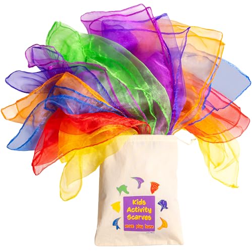 Covelico Play Scarves for Kids 14 Pack MontessoriInspired Sensory Dance Scarves for Toddlers Preschool 7 Pairs of Music Movement Props for Classroom Daycare PE Waldorf Gross Motor Toys - Image 1