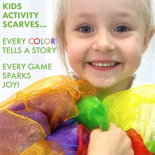Covelico Play Scarves for Kids 14 Pack MontessoriInspired Sensory Dance Scarves for Toddlers Preschool 7 Pairs of Music Movement Props for Classroom Daycare PE Waldorf Gross Motor Toys - Image 5