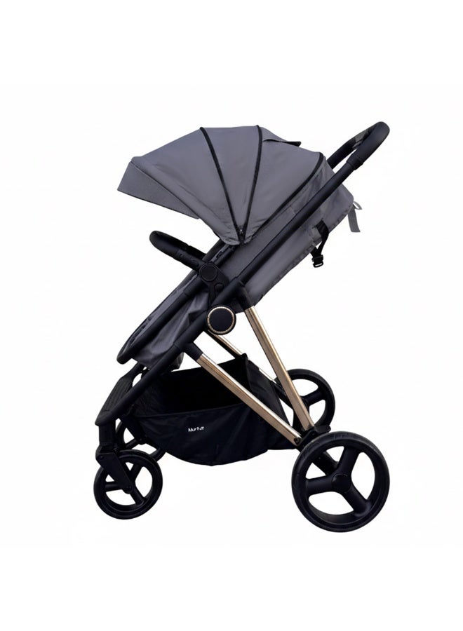 Nurtur Cradle 2 in 1 High Landscape Convertible Baby Stroller, Foldable Pushchair, Newborn Reversible Bassinet Pram, Aluminum Structure, 5-Point Harness for Infant & Toddler - Grey - Image 3