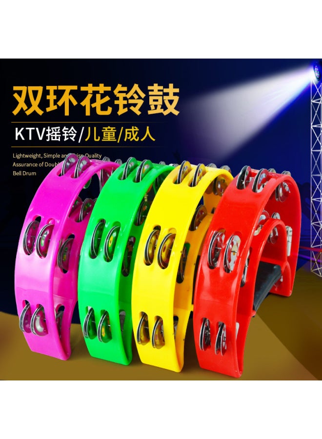 Orff Musical Instrument Flower Drum Ring Rattle Ktv Hand Rattle Children's Musical Instrument Music Early Education Musical Instrument Color Complete - Image 3