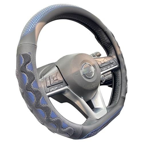 PINCTROT D Shaped 14 Inch Small Sized Steering Wheel Cover Great Grip with 3D Honeycomb Anti-Slip Design, Flat Bottom 14 Inch (Blue) - Image 1