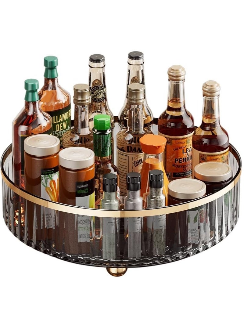 Clear Lazy Susan Pantry Organizers and Storage, 11” Turntable Organizer, Rotating Storage Rack for for Kitchen, Pantry,Cabinet, Dining Table,Fridge,Countertop,Vanity,Food Storage (Gray) - Image 1