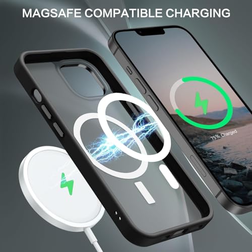 BENTOBEN Magnetic for iPhone 13 Case & iPhone 14 Case [Compatible with Magsafe] Translucent Matte Phone Case iPhone 13/14 Slim Thin Shockproof Women Men Protective Cases Cover, Black - Image 3