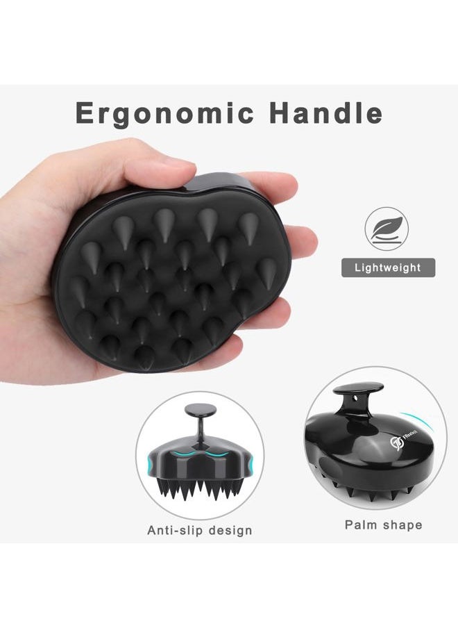 FReatech Scalp Massager Shampoo Brush - Hair Growth & Dandruff Relief, Scalp Scrubber with Soft Silicone Bristles for Men, Women & Kids, Wet & Dry Hair Massager Scalp Exfoliator, Black  - Image 2