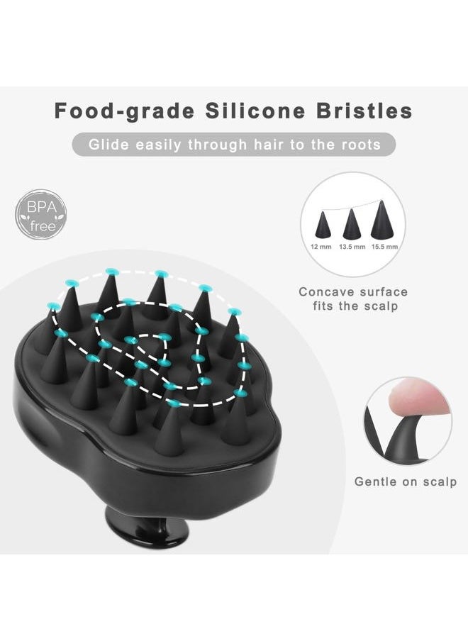 FReatech Scalp Massager Shampoo Brush - Hair Growth & Dandruff Relief, Scalp Scrubber with Soft Silicone Bristles for Men, Women & Kids, Wet & Dry Hair Massager Scalp Exfoliator, Black  - Image 3