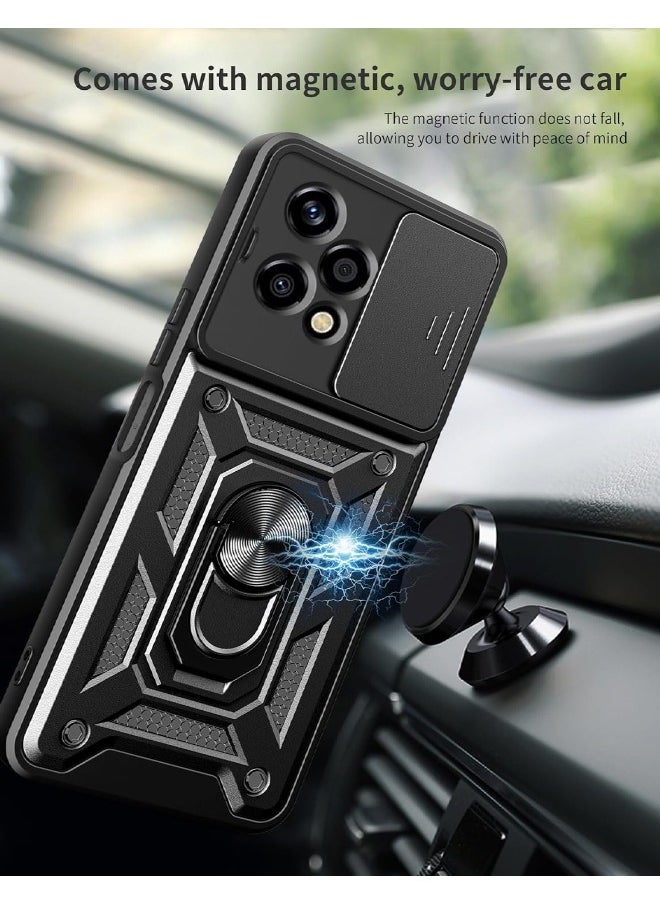 RUGGED SHIELD Honor 200 Lite Case, Honor 200 Lite Cover with Slide Camera Cover, Heavy Duty Shockproof Phone Case Cover with Ring Kickstand for Honor 200 Lite 5G 6.7 inch, Black  - Image 5