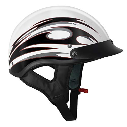 VCAN Cruiser Flat White Motorcycle Half Helmet (Blade, XX-Large) - Image 3