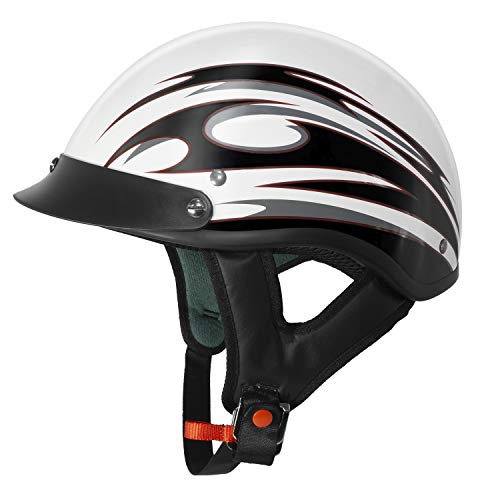 VCAN Cruiser Flat White Motorcycle Half Helmet (Blade, XX-Large) - Image 1