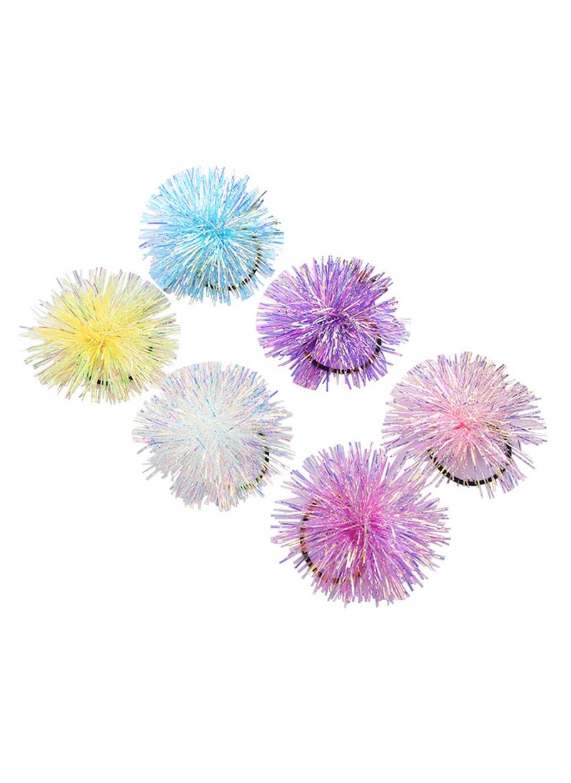 minkissy Minkissy Pom Hair Ties Sparkle Ball Hair Bands Elastic Ponytail Holders 6PCS xmas party favorsWhite Yellow Purple Blue Pink Light Purple 
