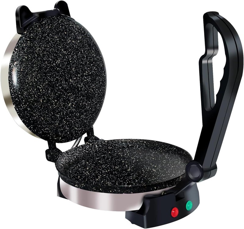ليبرا آلة صنع الخبز “ليبرا روتي ميكر” (Libra Roti Maker Machine) – آلة ضغط التورتيلا الكهربائية مزودة بألواح غير لاصقة بقياس 8.5 بوصة ومقبض متين، بالإضافة إلى نظام تحكم آلي في درجة الحرارة مع أضواء إشارة. - Image 1
