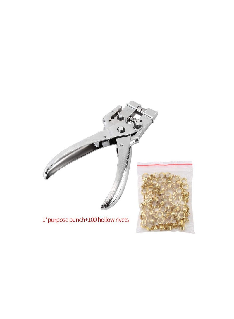 GGOOT Eyelet Setting Pliers,  Rivet Setter Punch Pliers Belt Holes Eyelet Setting Tool with 100pcs Easy Press Hollow Grommets Great for Attaching Ayelets on Tarps, Tents, Canvas Bags, Awnings etc  - Image 5