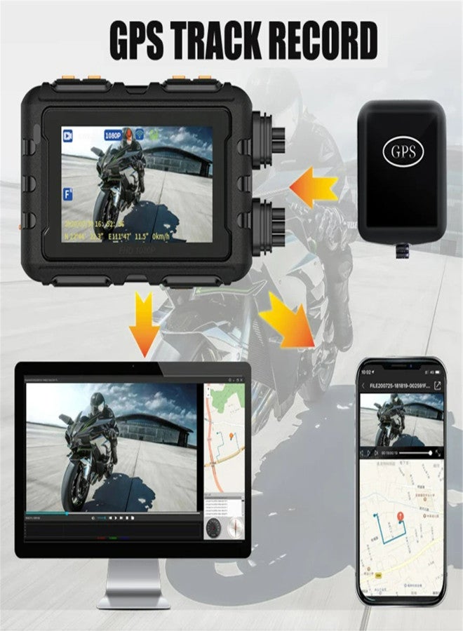 MT28 motorcycle driving recorder, 1080p dual lens wide-angle 140 ° lens, 3-inch touch screen, with quick remote control, IP65 waterproof GPS trajectory recording, WIFI connection, collision G sensor - Image 2