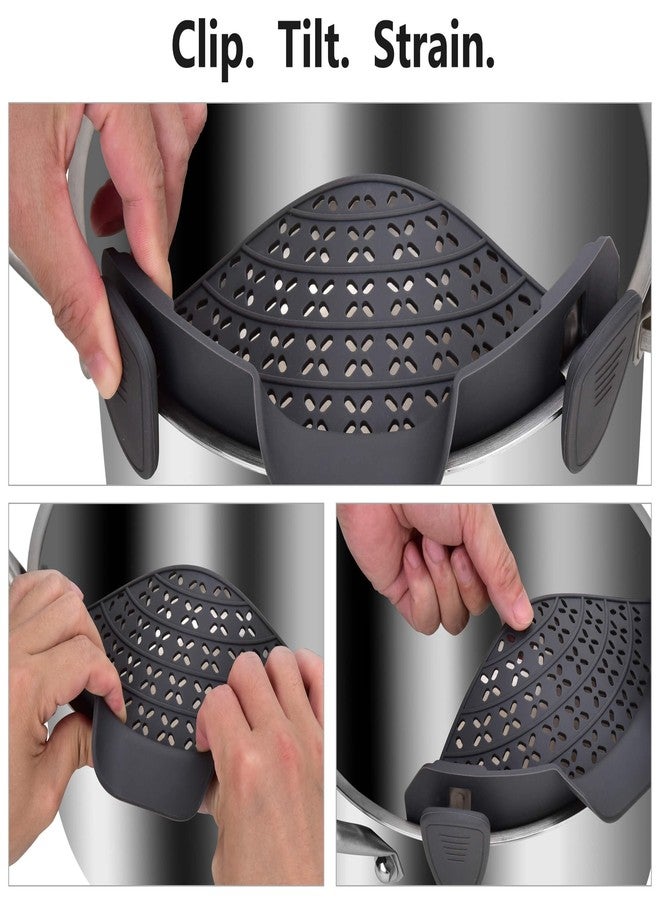 SUNWUKIN Strain Pot Strainer and Pasta Strainer - Adjustable Silicone Clip On Food Strainers for Pots, Pans, and Bowls - Kitchen Drainer Colander - Image 3
