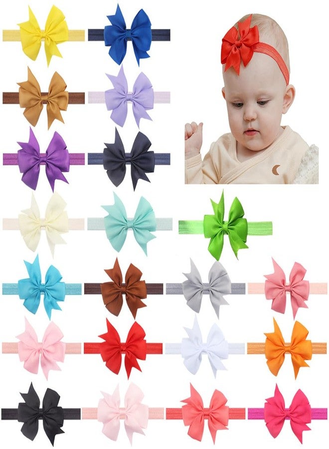SYGA 21 Pcs Baby Headband with Satin Ribbon Swallowtail Bow Soft, Stretchable Hairband for Newborns, Infants, and Toddlers (0-3 Years) - Image 1