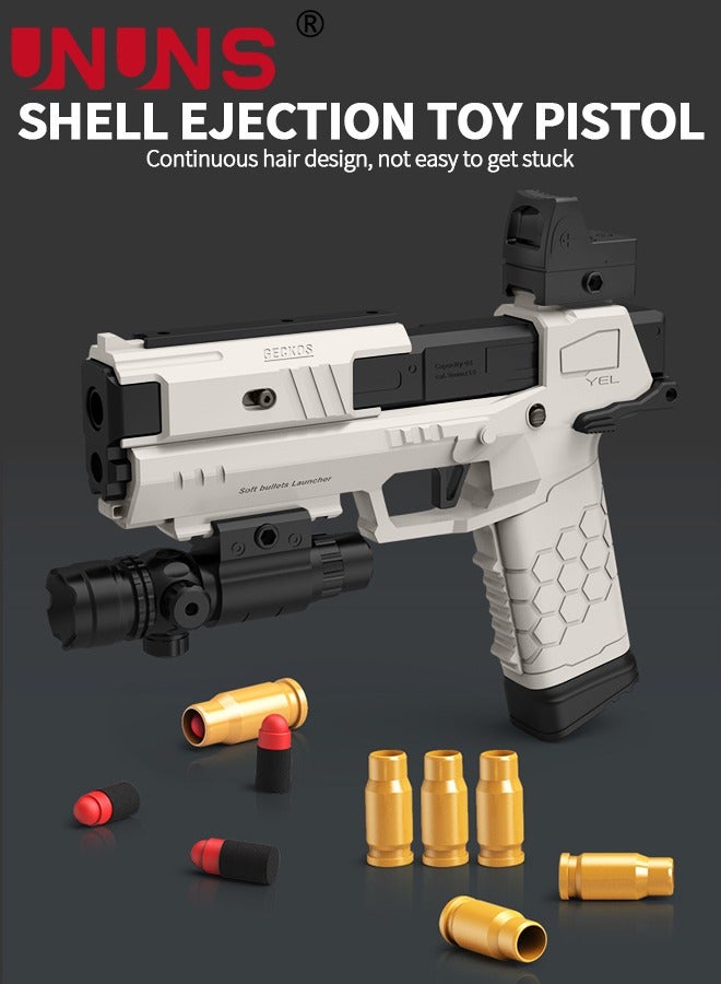 UNUNS Toy Gun,Soft Bullet Pistol Gun With Rich Accessories,Empty Shell Ejecting Toy Gun,Foam Dart Blaster Shooting Games,Fidget Toy Foam Blasters,Realistic Shot Model,Gift For Kids Teens Adults,White - Image 2
