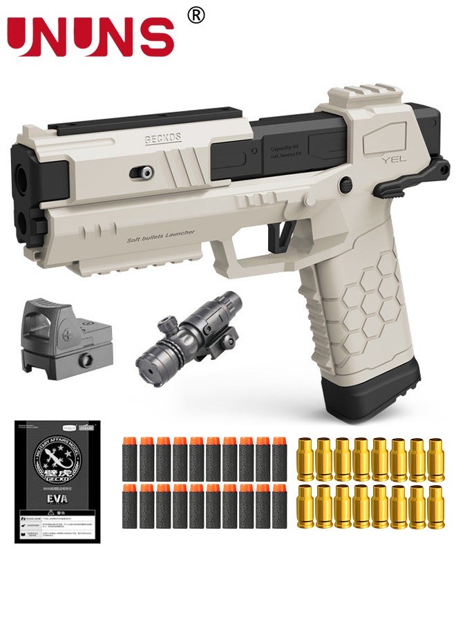 UNUNS Toy Gun,Soft Bullet Pistol Gun With Rich Accessories,Empty Shell Ejecting Toy Gun,Foam Dart Blaster Shooting Games,Fidget Toy Foam Blasters,Realistic Shot Model,Gift For Kids Teens Adults,White - Image 1
