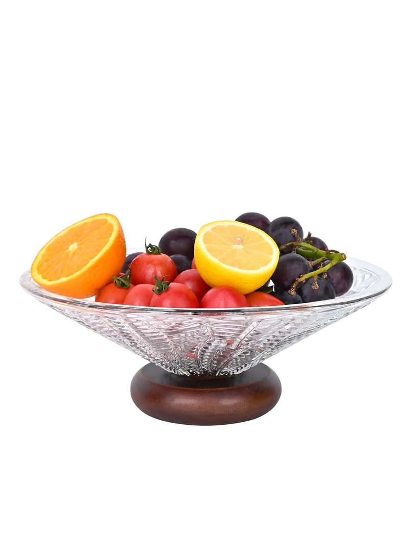 KASTWAVE وعاء فواكه زجاجي، سلة فواكه لكونتر المطبخ، سلة وعاء فواكه على السطح، 10 إنش أطباق تقديم فواكه تزيينية، وعاء فواكه وخضروات عصري للتخزين، حامل الفواكه والخضروات - Image 1
