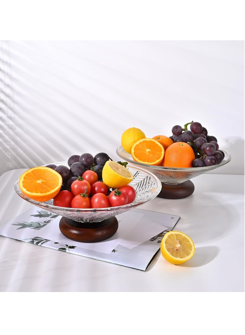 KASTWAVE وعاء فواكه زجاجي، سلة فواكه لكونتر المطبخ، سلة وعاء فواكه على السطح، 10 إنش أطباق تقديم فواكه تزيينية، وعاء فواكه وخضروات عصري للتخزين، حامل الفواكه والخضروات - Image 2