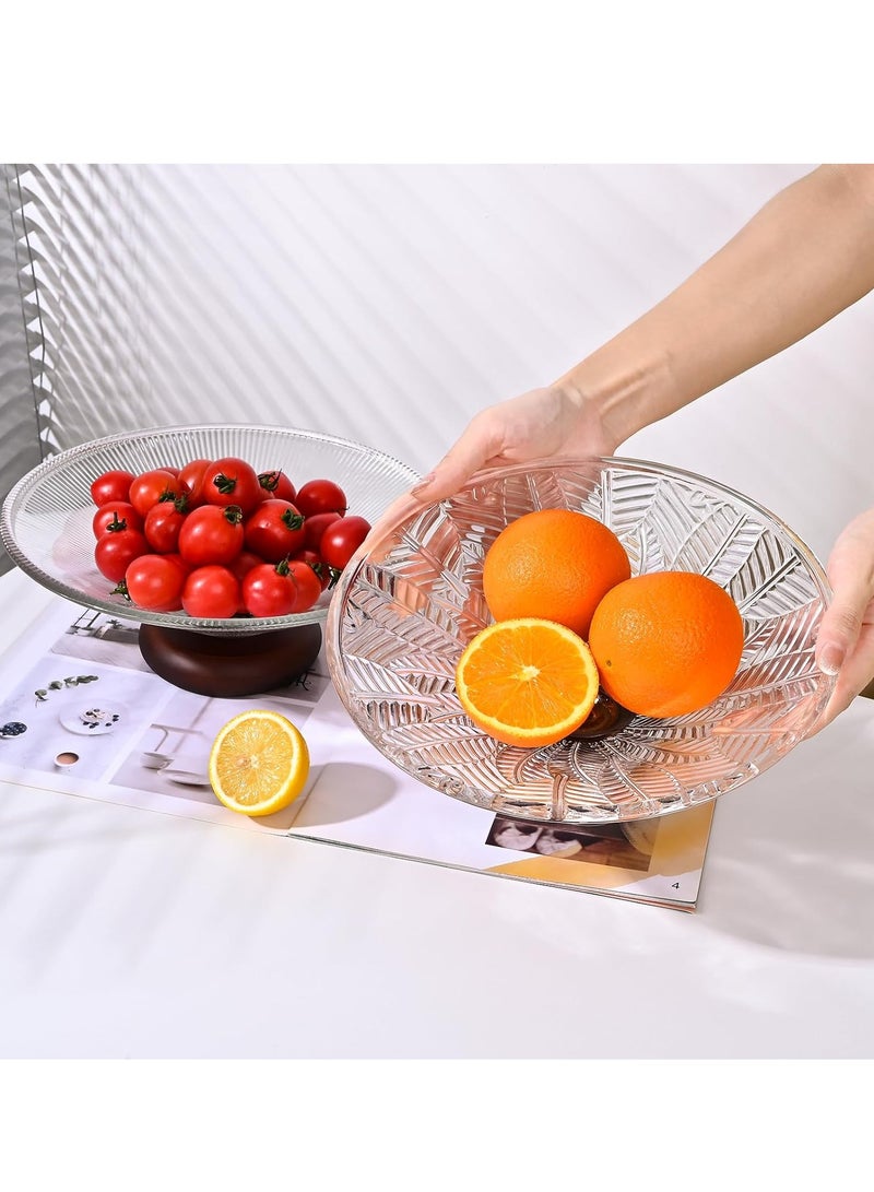 KASTWAVE وعاء فواكه زجاجي، سلة فواكه لكونتر المطبخ، سلة وعاء فواكه على السطح، 10 إنش أطباق تقديم فواكه تزيينية، وعاء فواكه وخضروات عصري للتخزين، حامل الفواكه والخضروات - Image 4
