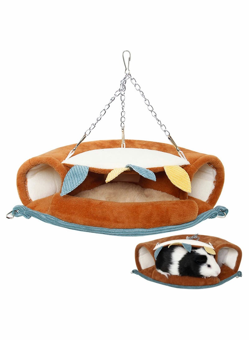 Cozy Hanging Hammock and Winter Warm Rat Tunnel, Plush Cage Hideout with Metal Hook for Ferrets and Hedgehogs. Perfect for Comfort and Fun! - Image 1