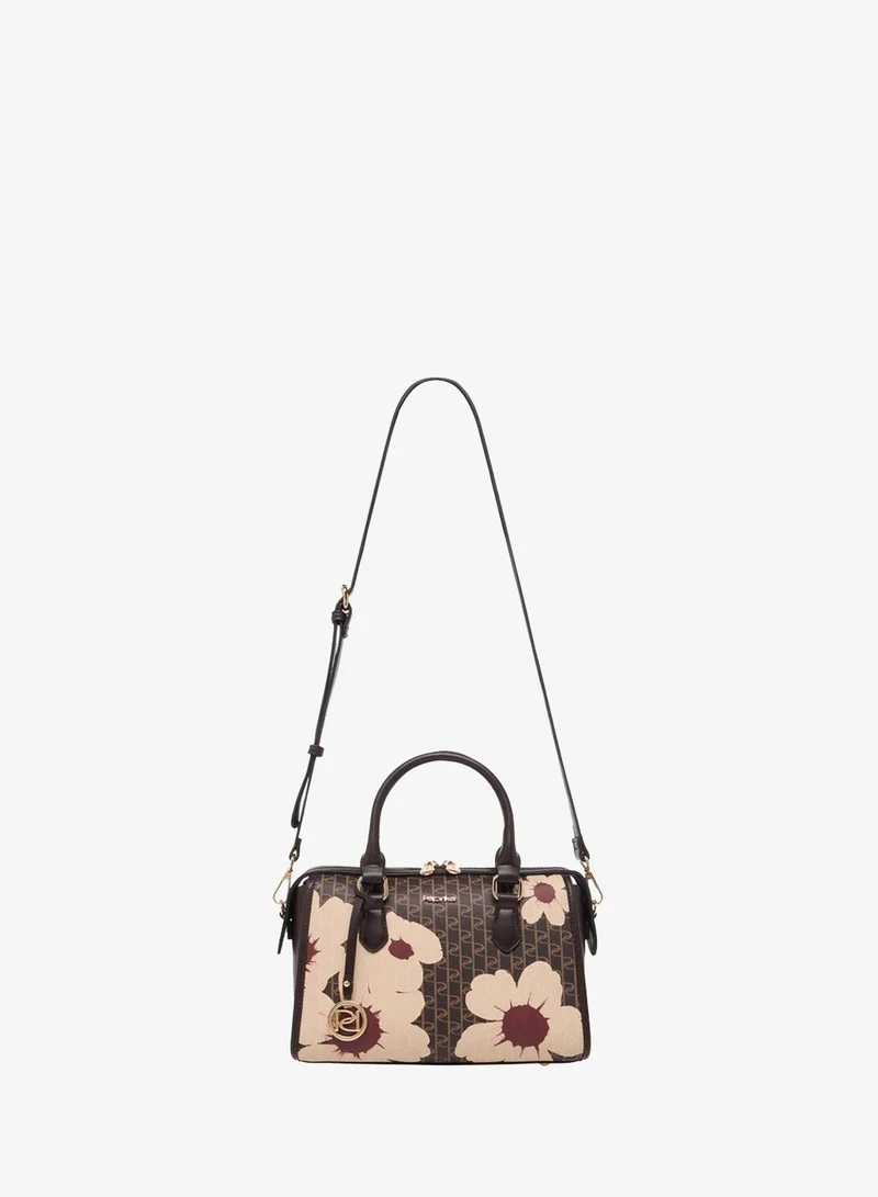 Paprika  Monogram Print Tote Bag with Detachable Strap and Zip Closure for Women | Best Price UAE