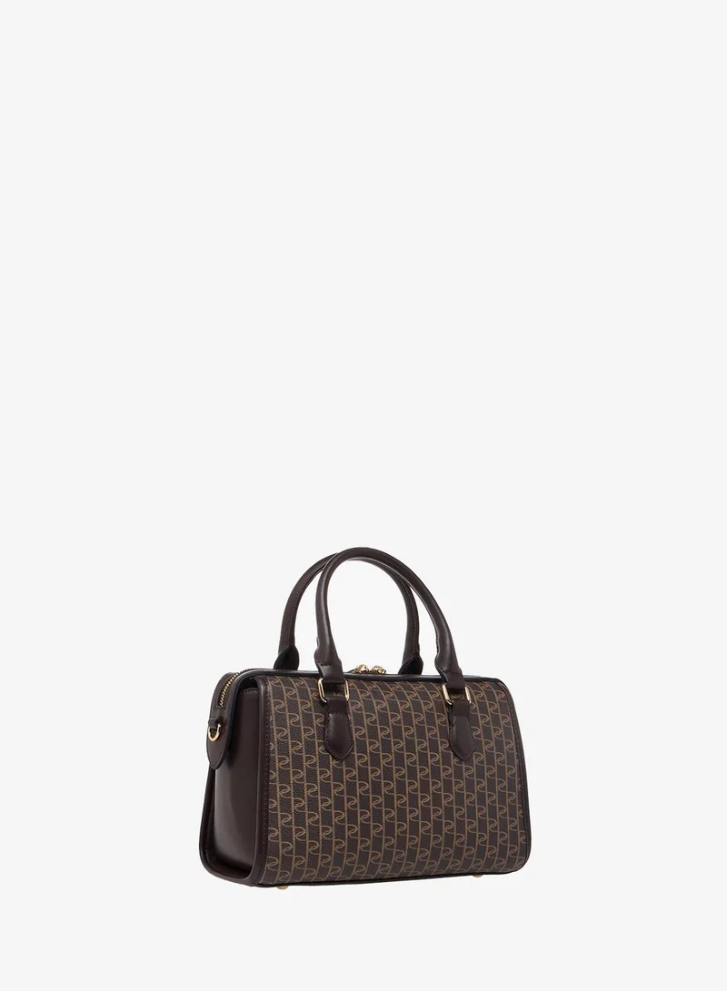 Paprika  Monogram Print Tote Bag with Detachable Strap and Zip Closure for Women | Best Price UAE