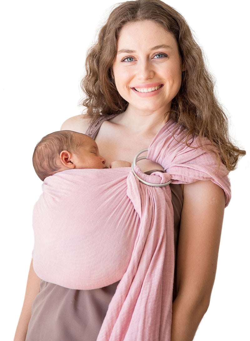SYOSI Baby Carrier Wrap Baby Sling and Ring Sling Cotton Muslin Infant Carrier Ring Sling Baby Carrier Front and Chest Newborn Carrier Baby Carrier Wrap Toddler Carrier (Rose)