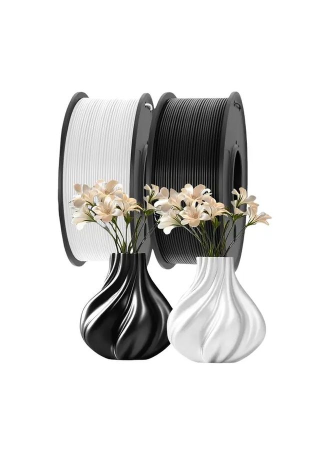 Silk Black And White PLA Filament 1 75mm 2 Spools 0 25kg Each For 3D Printing - Image 1