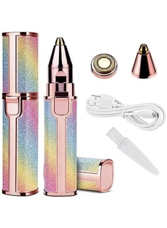 ماكينة تشذيب الحواجب HX-203A القابلة لإعادة الشحن للسيدات، شحن USB، تصميم قوس قزح لامعB - Image 2