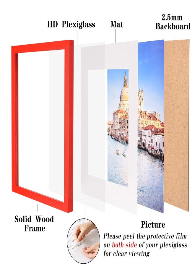 wyooxoo إطار صور من الخشب الصلب الأحمر من wyooxoo، مقاس 16×20 بوصة، لعرض الصور بمقاس 12×16 بوصة مع إطار داخلي أو 16×20 بوصة بدون إطار داخلي. إطار ملون للتعليق الأفقي أو الرأسي على الحائط. - Image 2