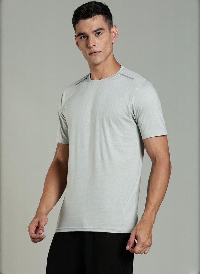 OUTLAWS Men's Grey Typography Printed Round Neck Cotton T-shirt - Image 2