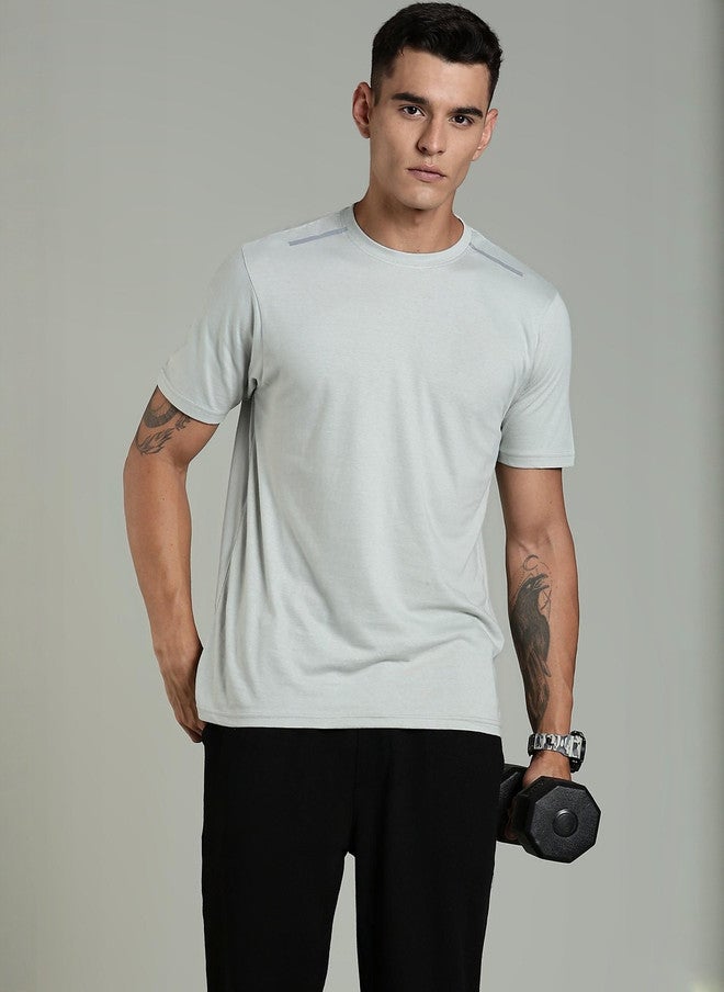 OUTLAWS Men's Grey Typography Printed Round Neck Cotton T-shirt - Image 3