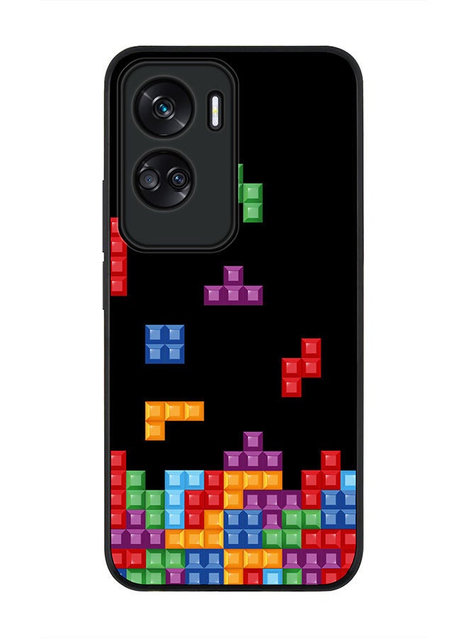 Stylizedd Rugged Black edge case for Honor 90 Lite  5G  Honor X50i 5G, Slim fit Soft Case Flexible Rubber Edges Anti Drop TPU Gel Thin Cover -  Tetris (Black) - Image 1