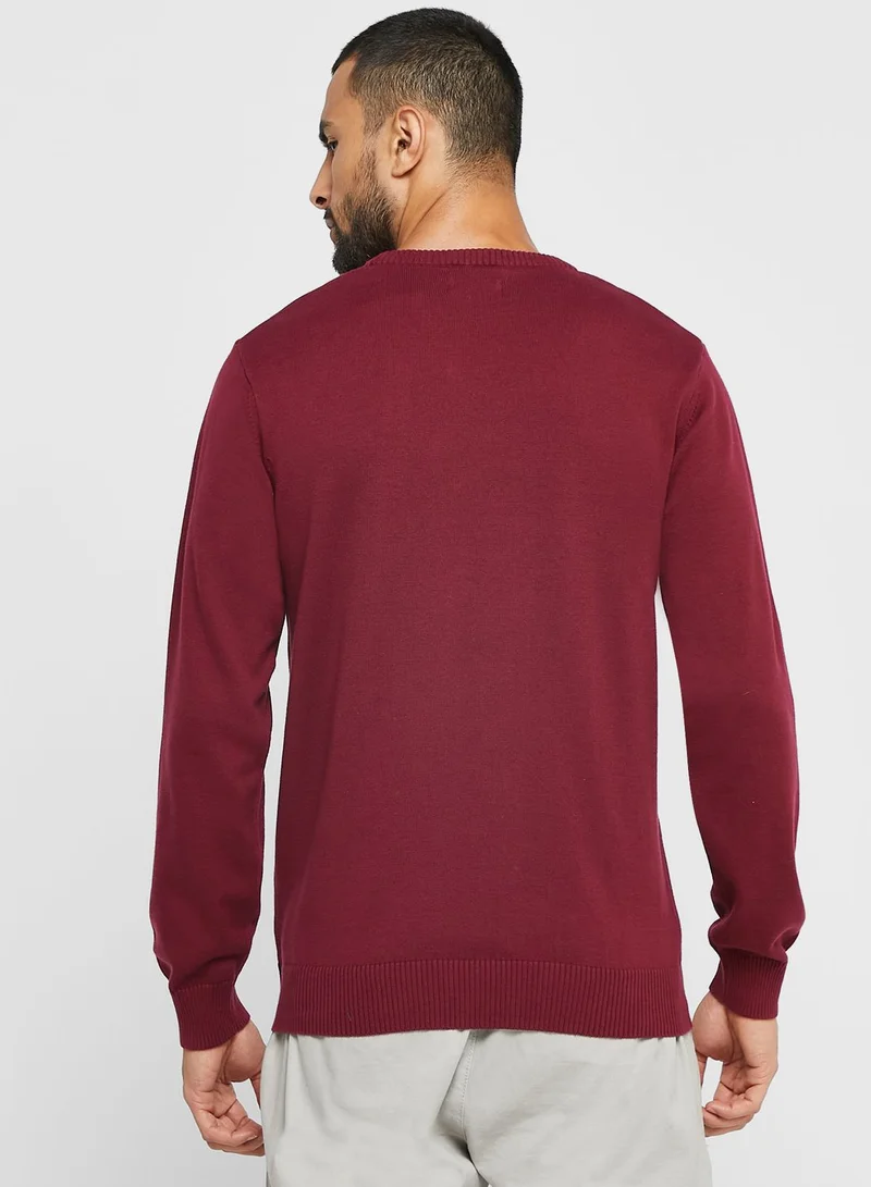 Robert Wood Cotton Crew Neck Knit Sweater