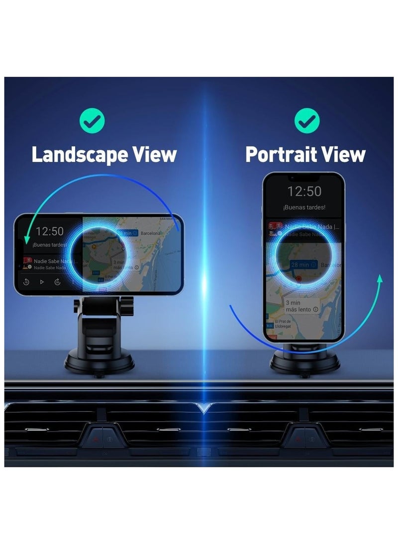 جودا قاعدة جوال 2 في 1 للسيارة مزوّدة بشحن لاسلكي سريع بقوة 15 واط، تدعم معيار Qi2 الجديد لتوفير شحن آمن وفعال مع خيارين للتثبيت: قاعدة شفط أو حامل تهوية، لتناسب جميع أنواع السيارات - Image 5