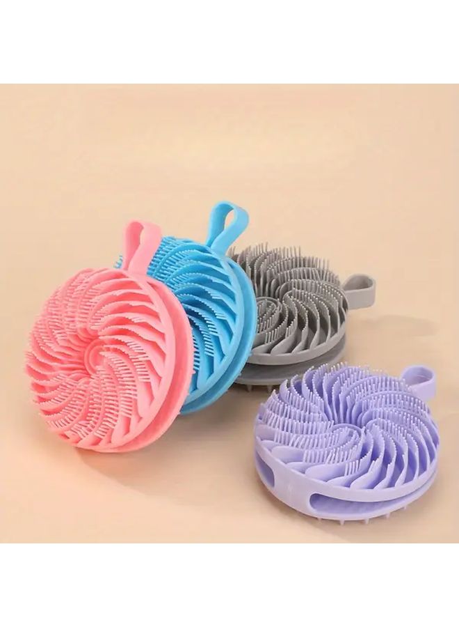 2 In 1 Dual Sided Bath And Shower Massager With Handle And Hanging Loop Blue Soft Beige Safe Massage Nodes Gentle Exfoliating Shower Head Back Brush For Adults Durable Long Handle Bath Brush Body Scrub Spinning Brush Massage Nodes For Bath Experience Shower Accessories - Image 5