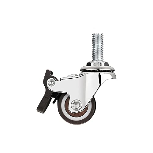 NERILEE 1'' Mute Swivel Rubber Wheel,with T nut M6x15mm Stem Threaded Mini Furniture Casters,Load 90Lbs, for Workbench, Table, Cabinet,Coffee Table of Hardwood Floors - Image 4