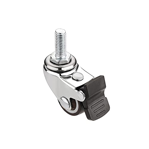 NERILEE 1'' Mute Swivel Rubber Wheel,with T nut M6x15mm Stem Threaded Mini Furniture Casters,Load 90Lbs, for Workbench, Table, Cabinet,Coffee Table of Hardwood Floors - Image 3