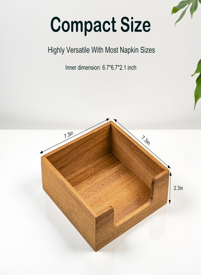 Chicvilla Acacia Wood Napkin Holder for Table, Farmhouse Square Napkin Dispenser with Wide Side Opening - Easy to Grab Paper Napkins for Dining Table & Kitchen Counter (7.3“x7.3"x2.3") - Image 5