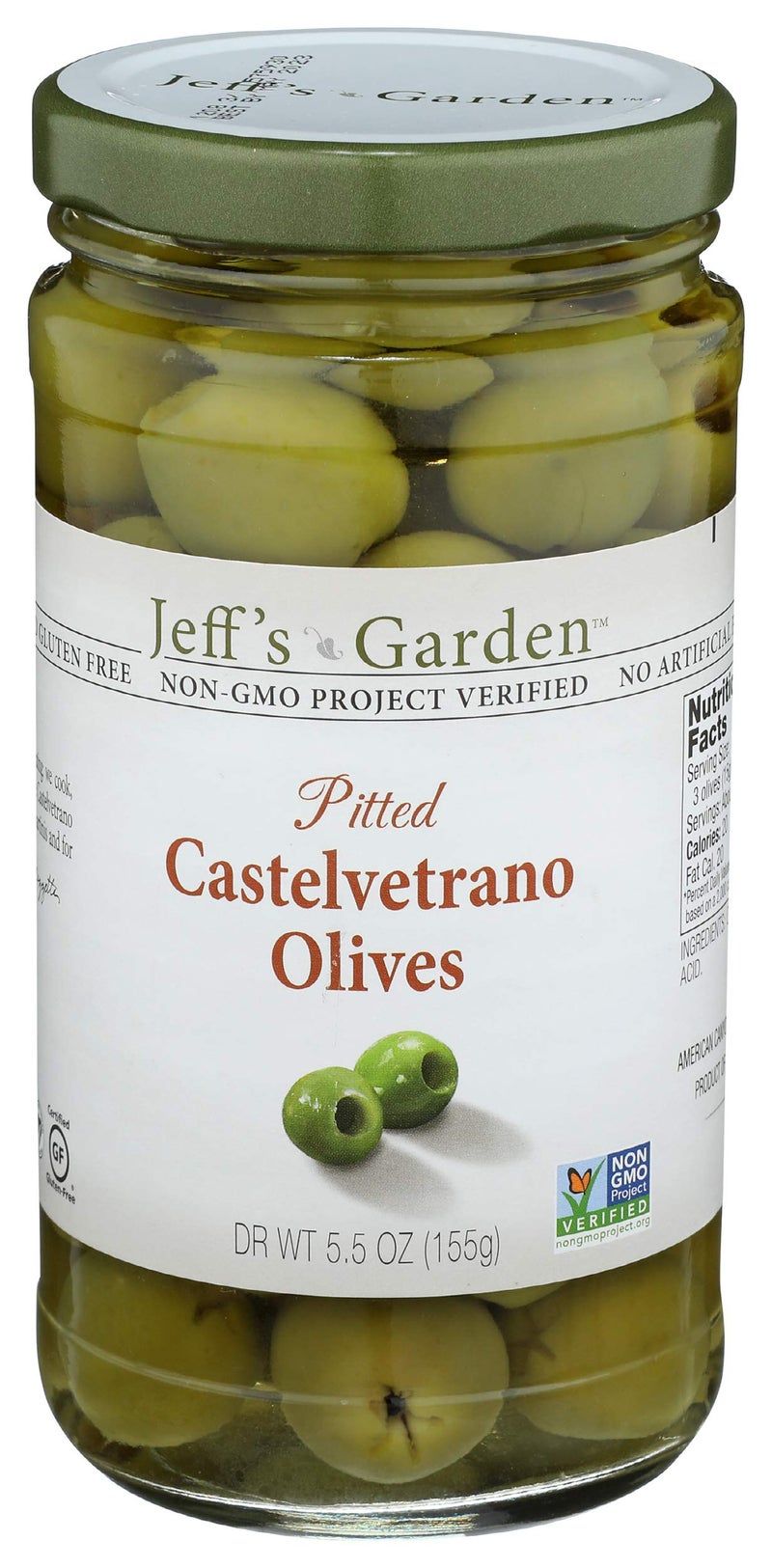 JEFFS GARDEN Jeffs Naturals Olives Pitted Castevetrno 55 oz
