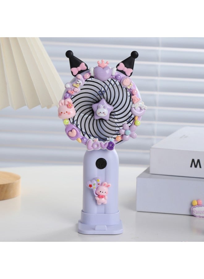 Children's DIY Cream Glue Fun Small Fan Material Bag Children's Day Gift Handheld Charging Fan Toy-Color:hand-held Fan Balloon Rabbit - Image 1