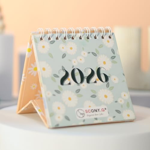 SCONY.G | 2026 MINI DESKTOP CALENDAR | FLORAL DESIGN | 9x9 CM SIZE | cute aesthetic calendar - Image 2