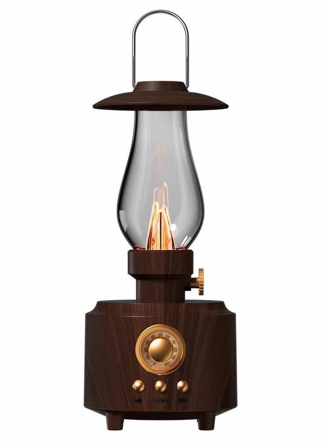 NIBEMINENT Vintage Kerosene Bluetooth Speaker – Waterproof, Portable Woodgrain Design with LED Camping Light, Wireless Music Player for Indoor/Outdoor, AUX/TF/USB - Image 1