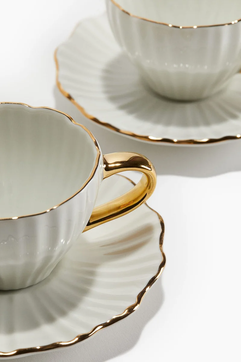 H&M 2-pack porcelain espresso cup and saucer