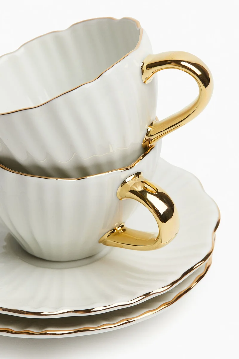 H&M 2-pack porcelain espresso cup and saucer